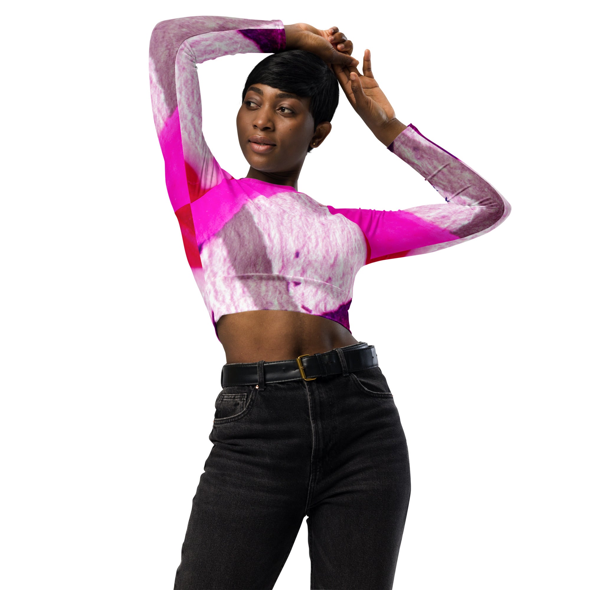 Women's Recycled Pink Swift Graphic Long-sleeve Crop Top