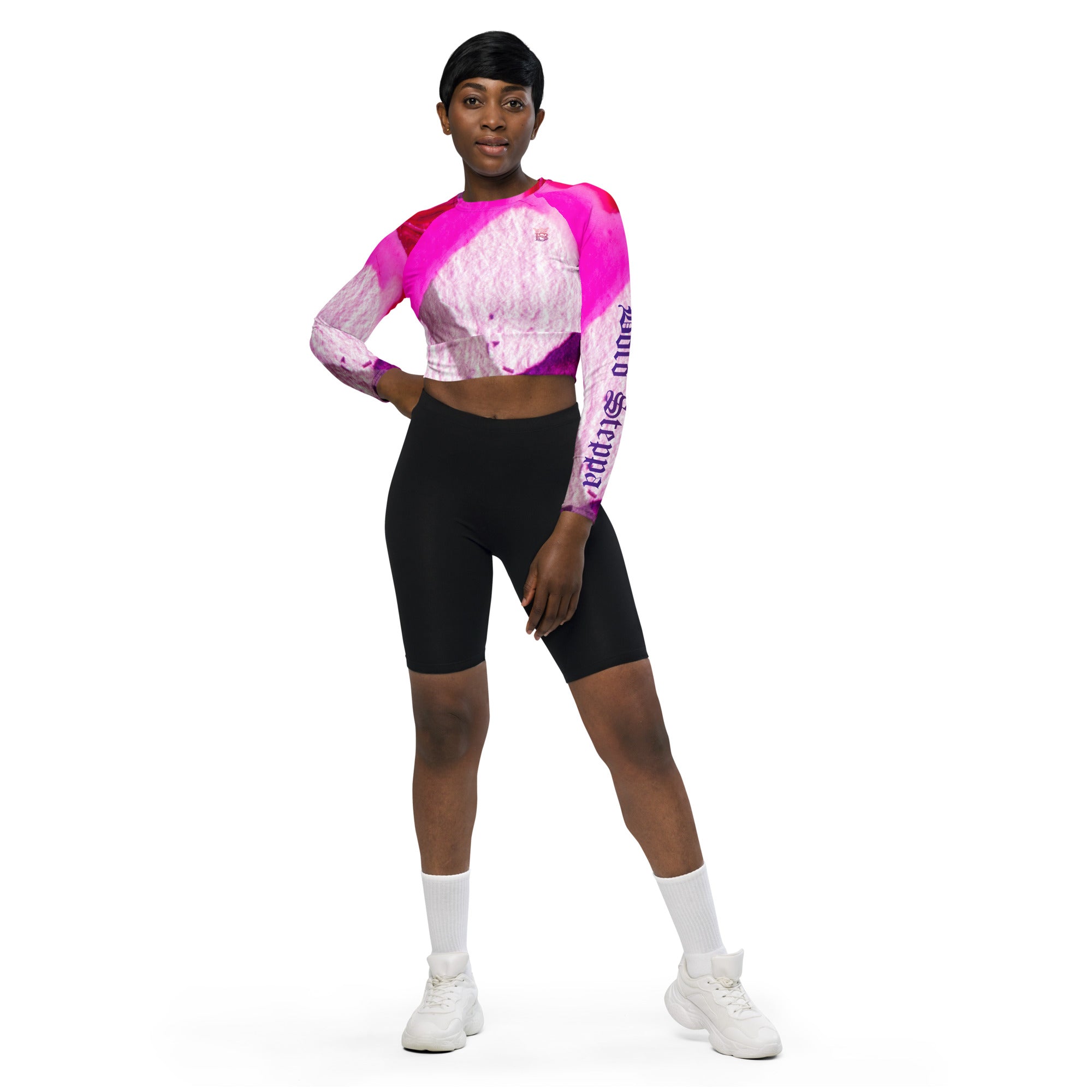 Women's Recycled Pink Swift Graphic Long-sleeve Crop Top