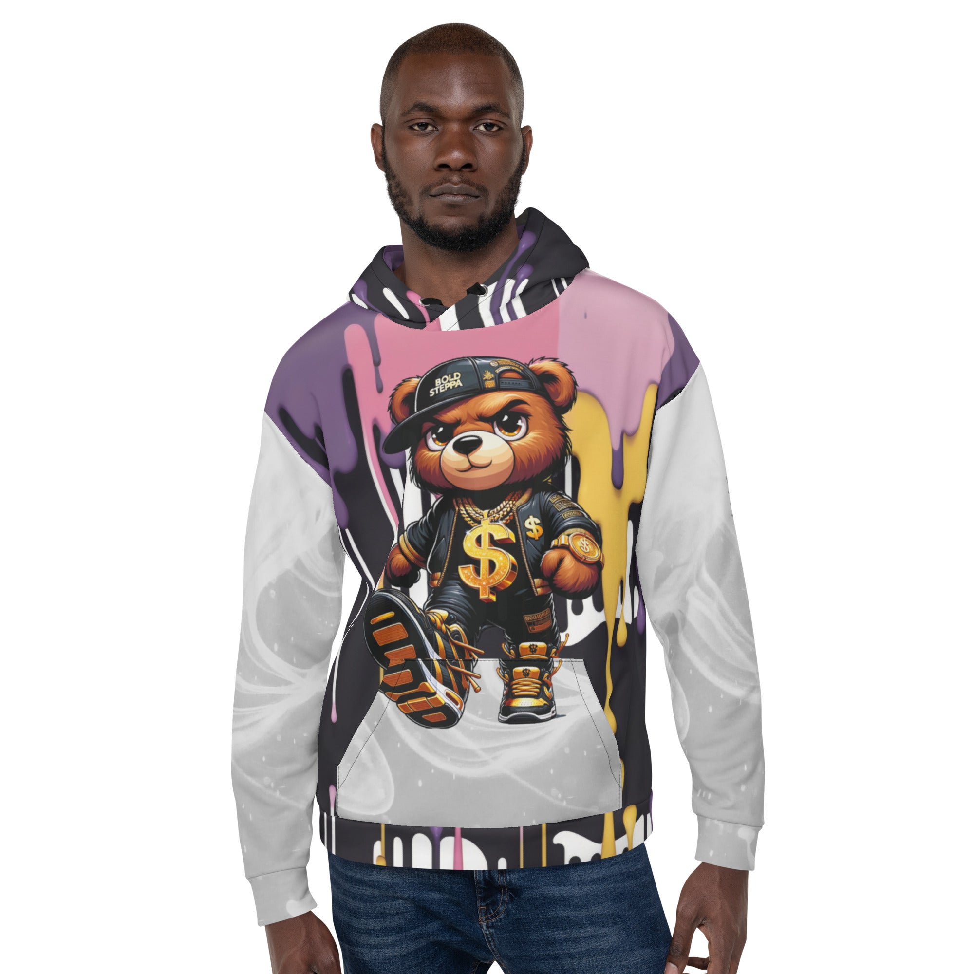 Men's Teddy Bear Mix Drip Graphic Print Hoodie