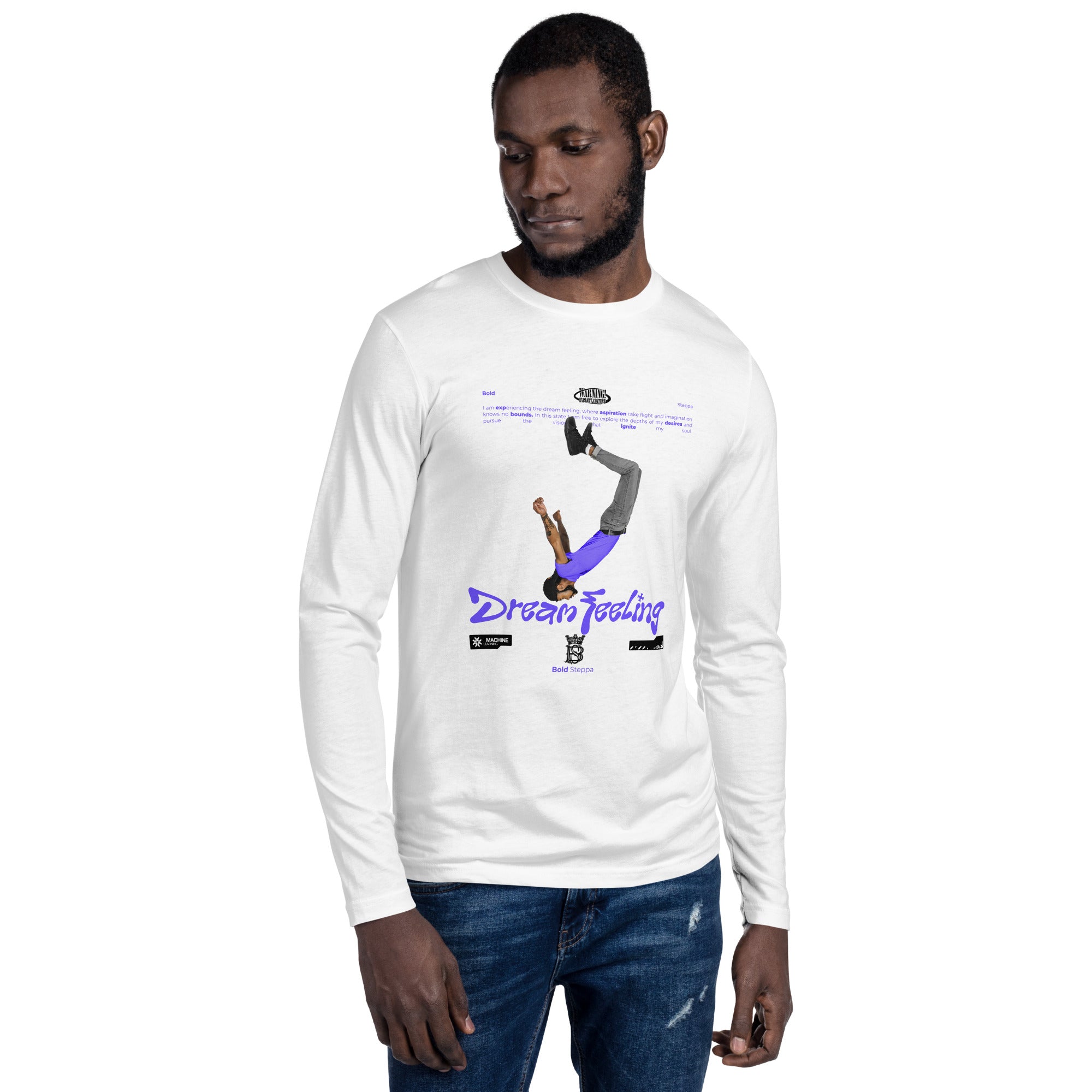 Men's 'Dream Feeling' Long Sleeve Fitted Crew T-shirt