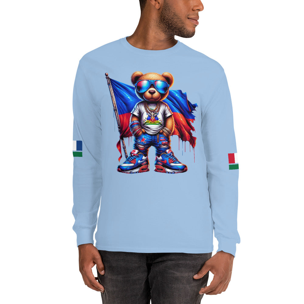 Men’s Long Sleeve Haitian Flag Graphic Shirt