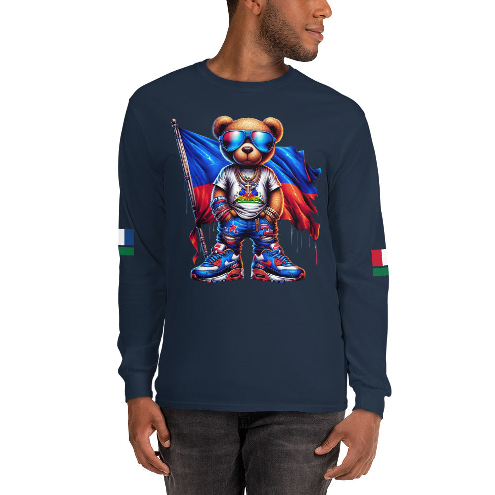 Men’s Long Sleeve Haitian Flag Graphic Shirt