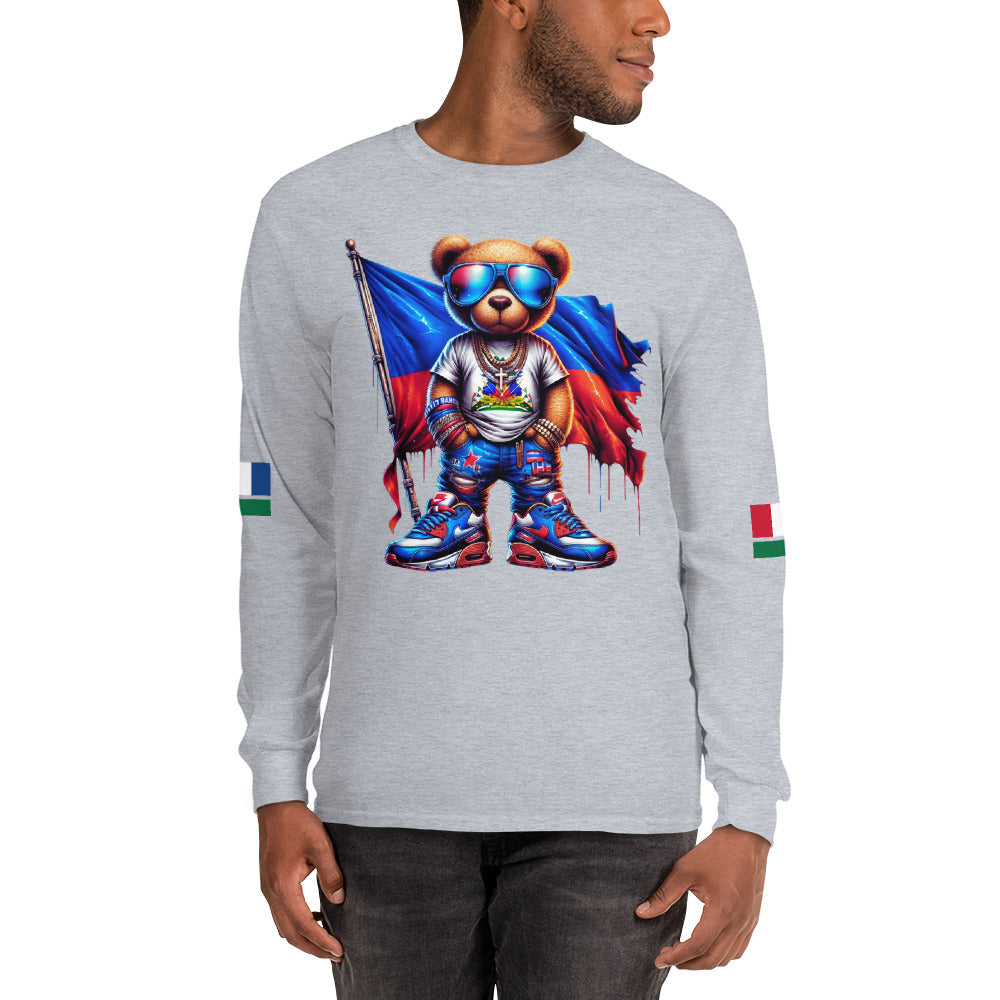 Men’s Long Sleeve Haitian Flag Graphic Shirt