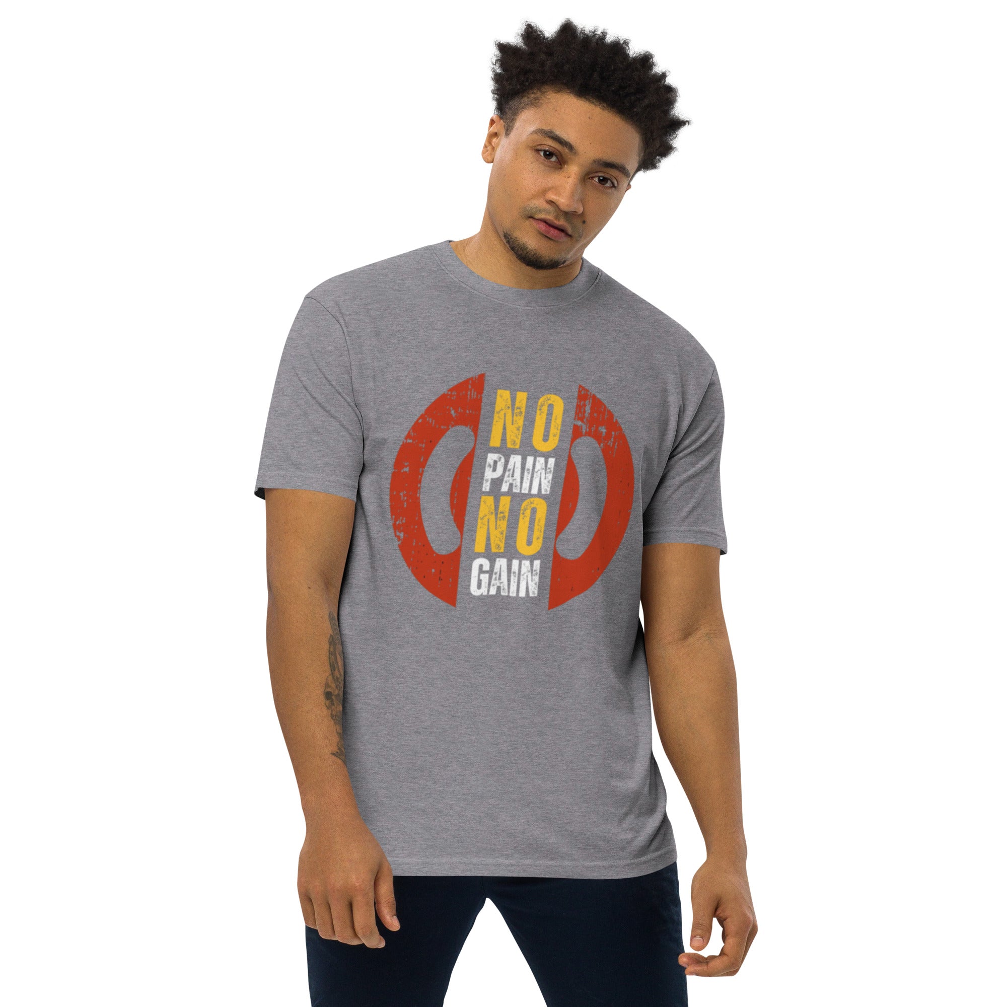 Men’s  No Pain No Gain premium heavyweight tee