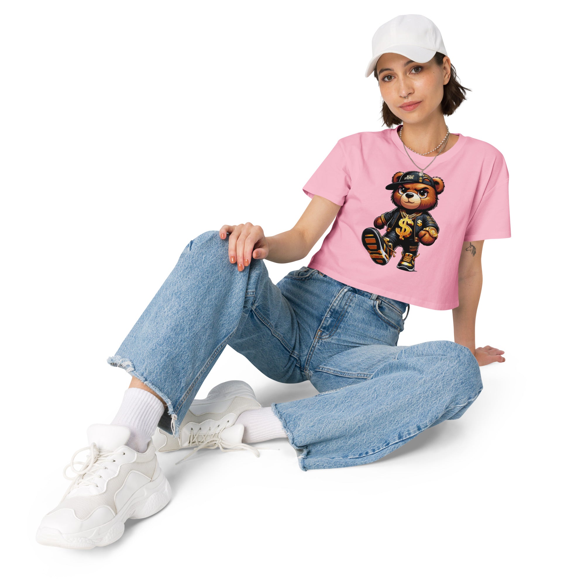 Women’s Teddy Bear Graphic Print Crop Top