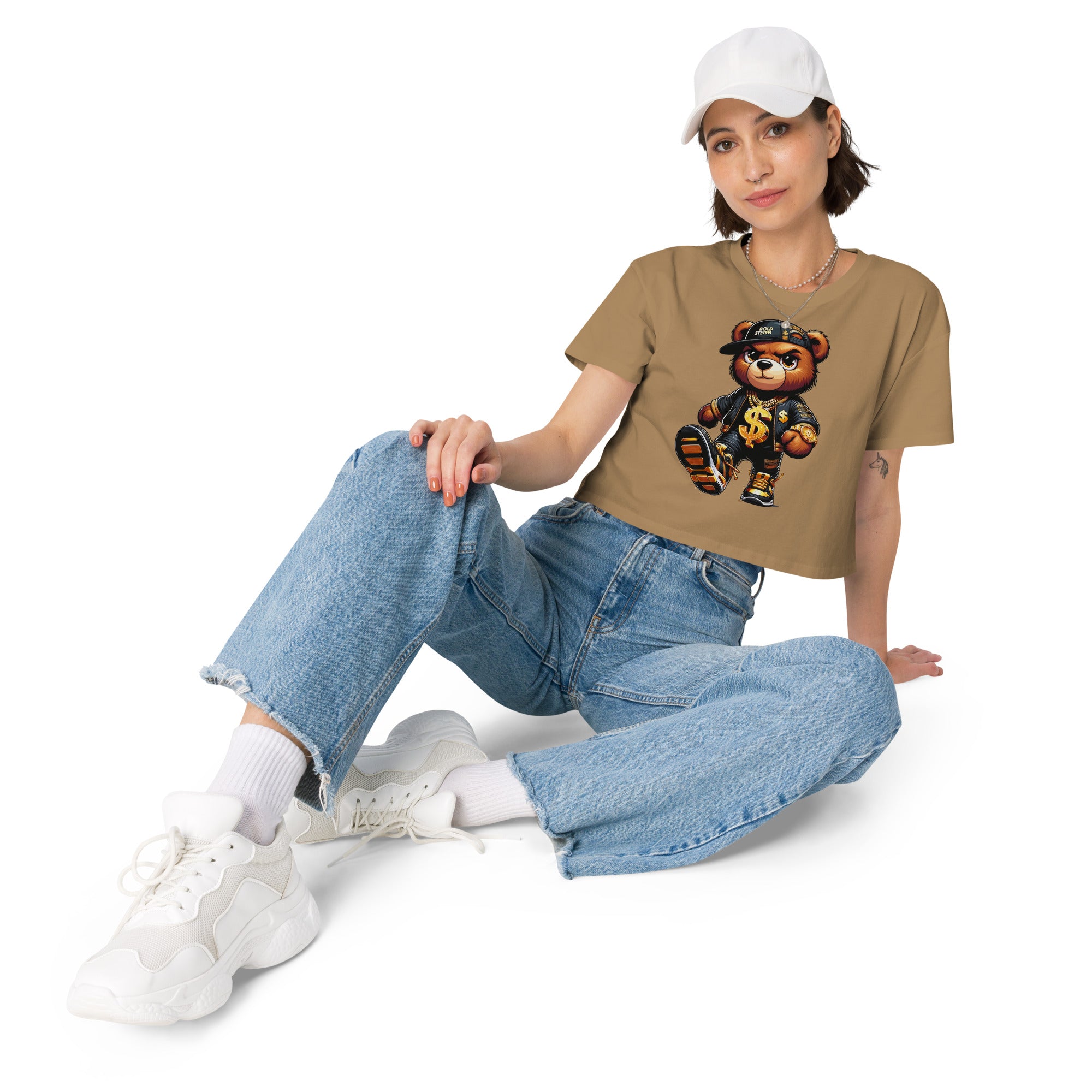 Women’s Teddy Bear Graphic Print Crop Top