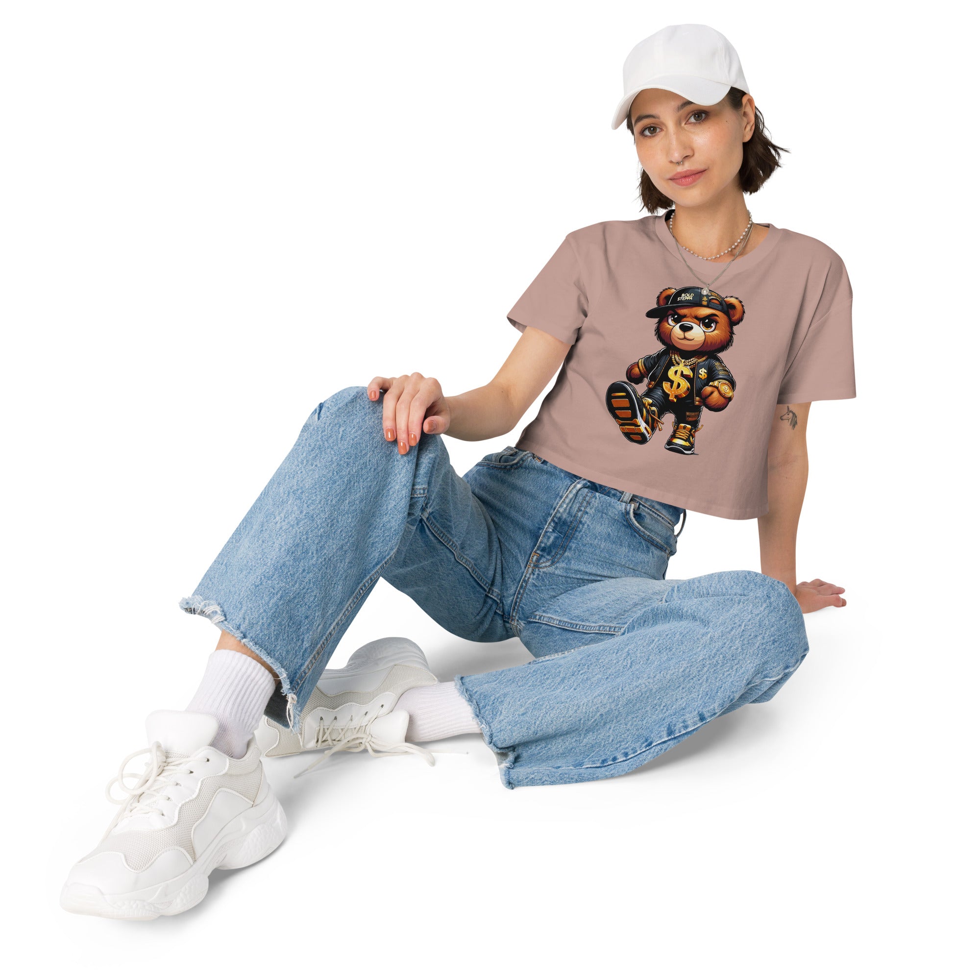 Women’s Teddy Bear Graphic Print Crop Top