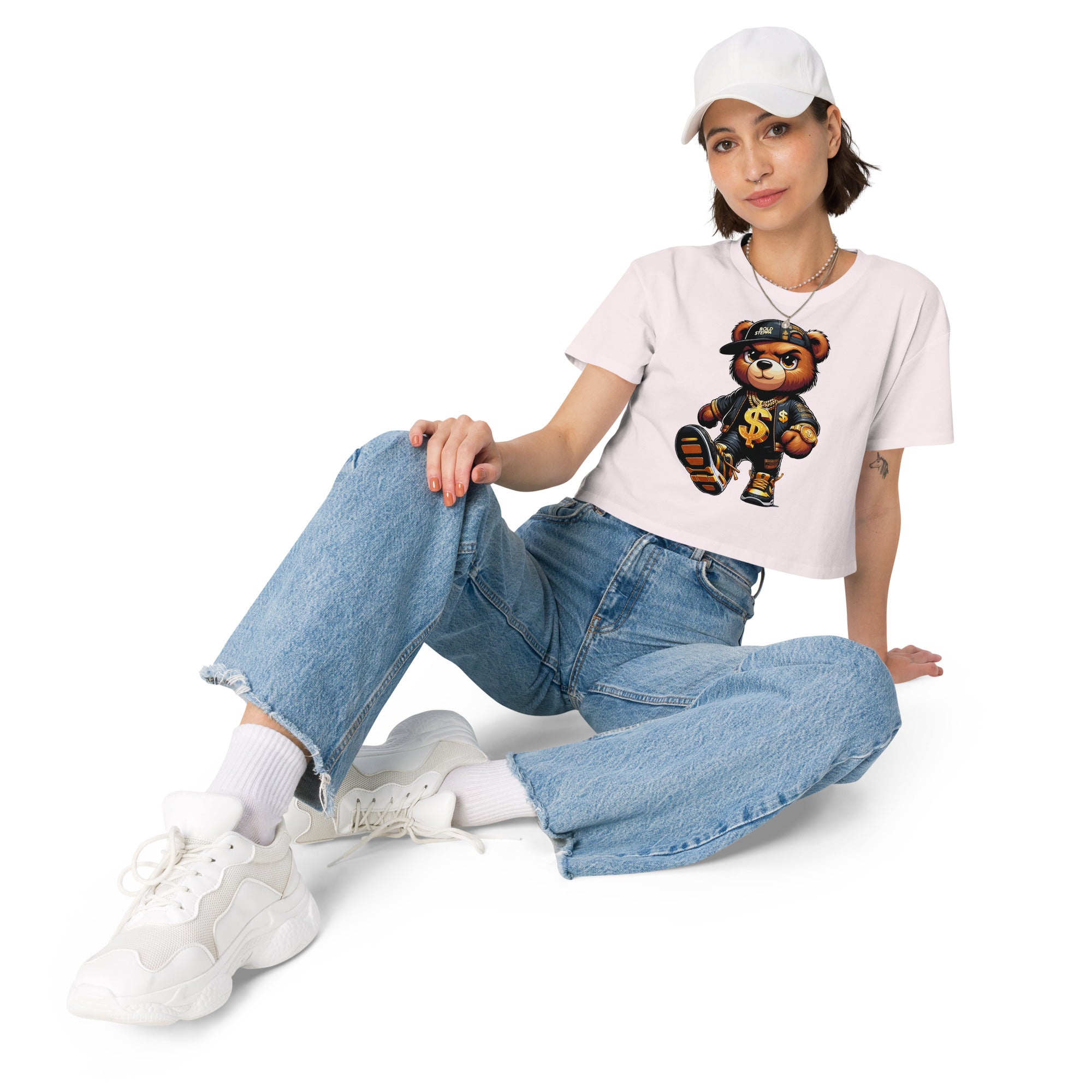 Women’s Teddy Bear Graphic Print Crop Top