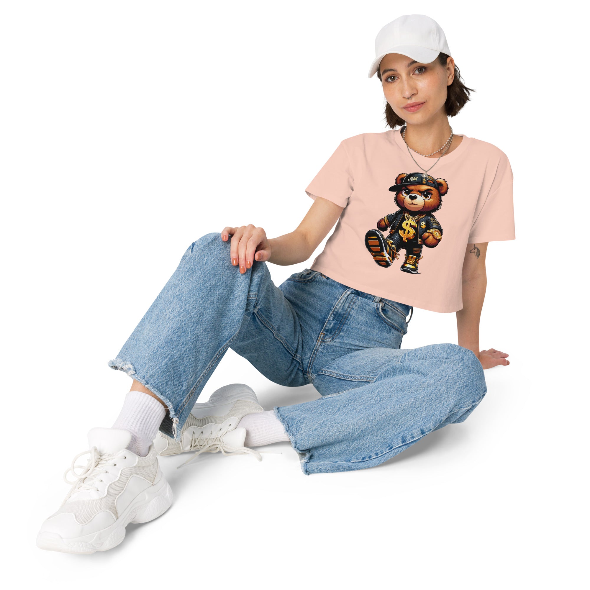 Women’s Teddy Bear Graphic Print Crop Top