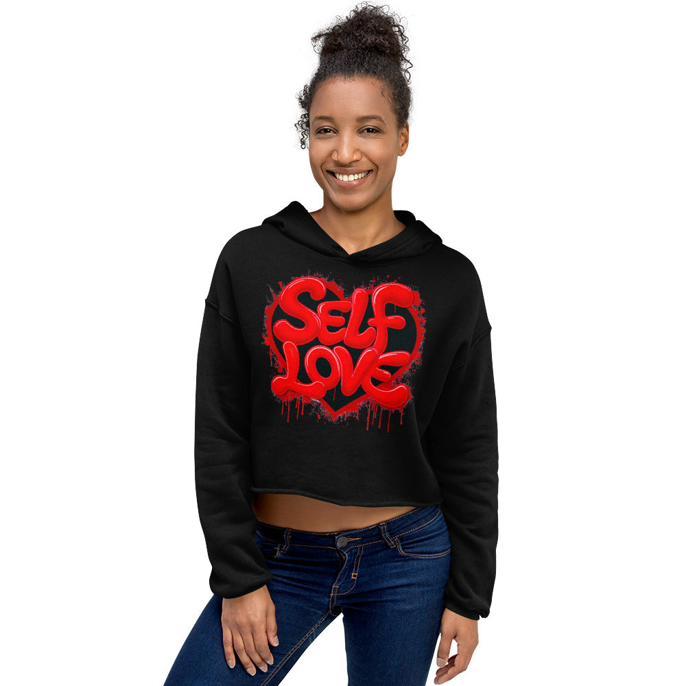 Self Love Graphic Print Crop Hoodie