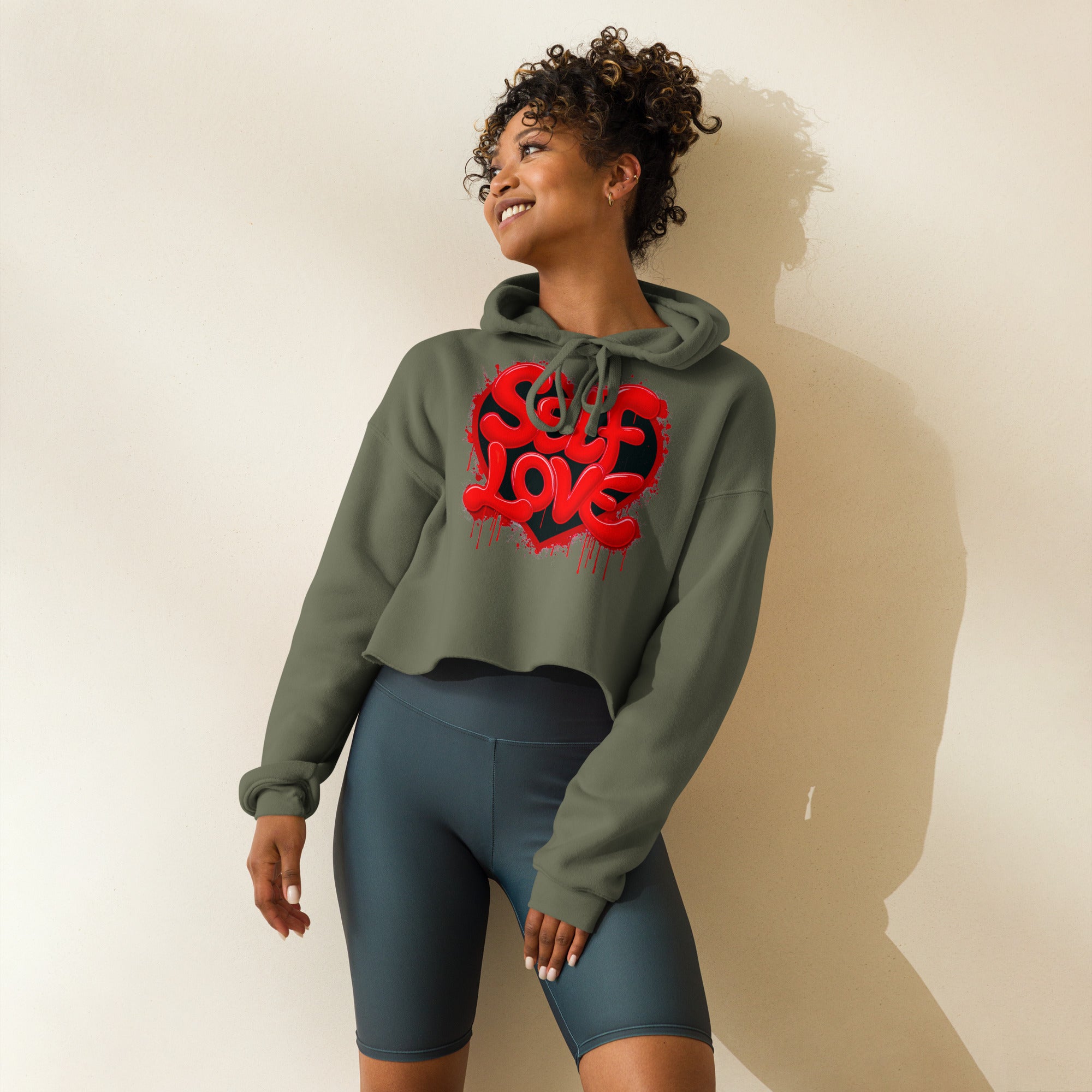 Self Love Graphic Print Crop Hoodie